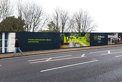house builder hoarding printed panels bath